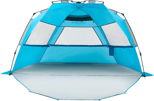 Carpa de Playa Pacific Breeze Deluxe XL: Montaje Rápido Pop-Up y Protección UPF 50+ (Azul)