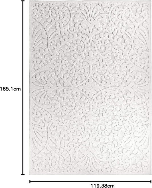 Orian Rugs 435795 Alfombra para interior/exterior con diseño de red azul, 3 pies 11 pulgadas x 5 pies 5 pulgadas, natural medidas 155x214 cm