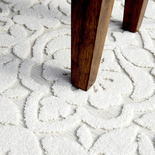 Orian Alfombra floral para interiores y exteriores, 7 pies 9 pulgadas x 10 pies 10 pulgadas, color blanco natural, decoración del hogar, decoración de habitación, alfombra para exteriores medidas 16x230 cm