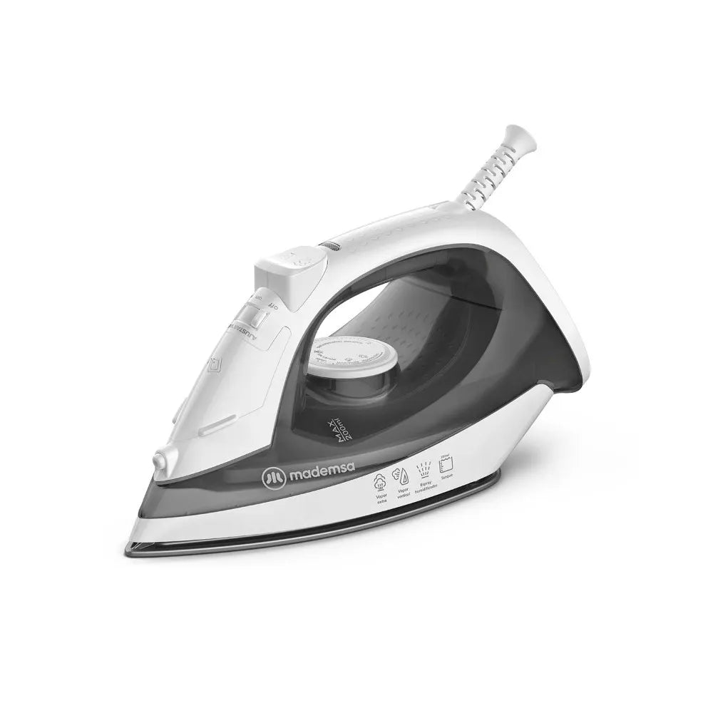 Plancha a Vapor Mademsa MIR10: Base Antiadherente y Golpe de Vapor Vertical