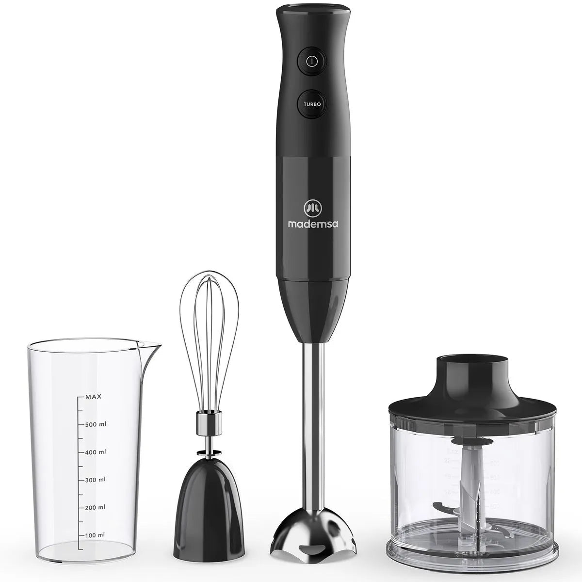 Minipimer 3 en 1 Mademsa con 2 velocidades y Tecnología Súper Textura MIB20 Negro