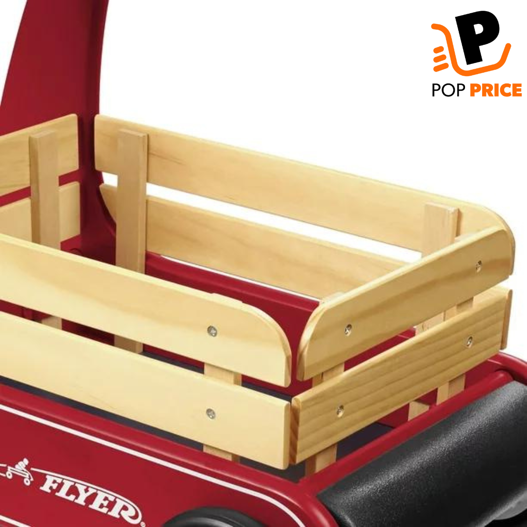 Carro andador clásico, andador con empuje de madera, rojo