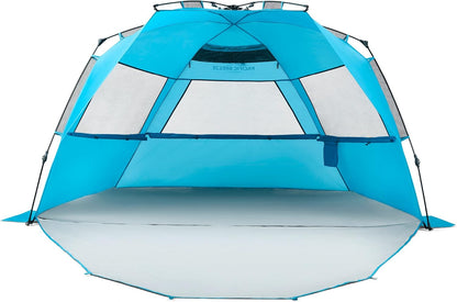 Carpa de Playa Pacific Breeze Deluxe XL: Montaje Rápido Pop-Up y Protección UPF 50+ (Azul)