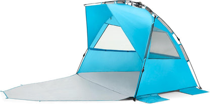 Carpa de Playa Pacific Breeze Deluxe XL: Montaje Rápido Pop-Up y Protección UPF 50+ (Azul)