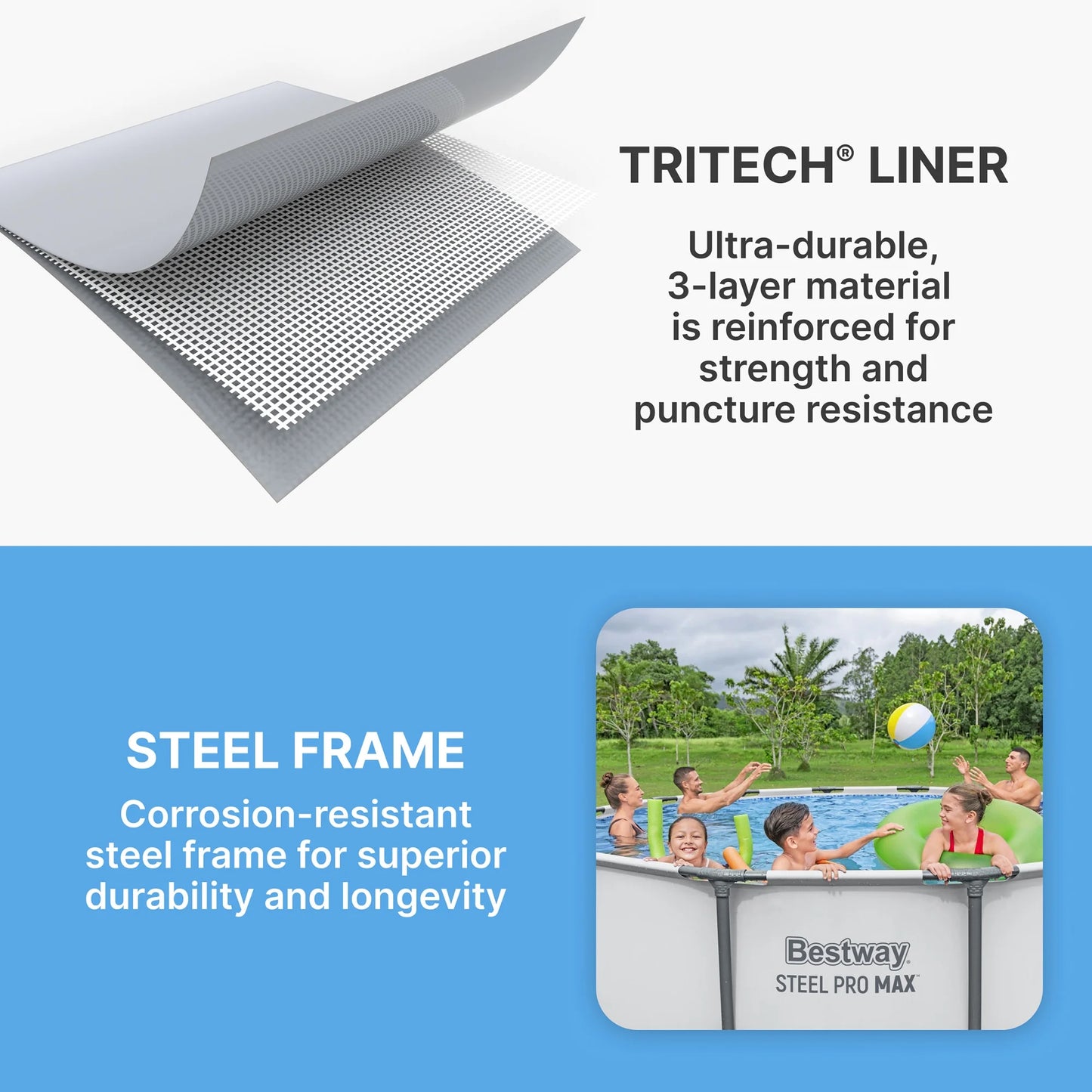 Juego de Piscina Elevada Steel Pro MAX de 15' X 48" - 4231 Galones, Piscina Familiar Al Aire Libre, Resistente a la Corrosión y a Perforaciones, Incluye Filtro, Bomba, Escalera y Cubierta