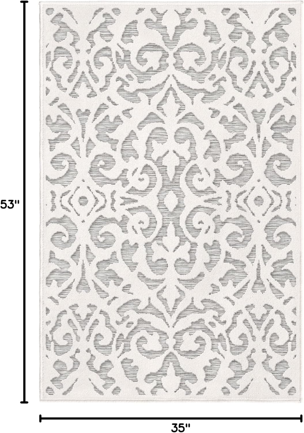 Orian Rugs My Texas House Lady Bird - Alfombra de área para interiores y exteriores, gris natural, 2 pies 11 pulgadas x 4 pies 5 pulgadas medidas 160 x 230 cm
