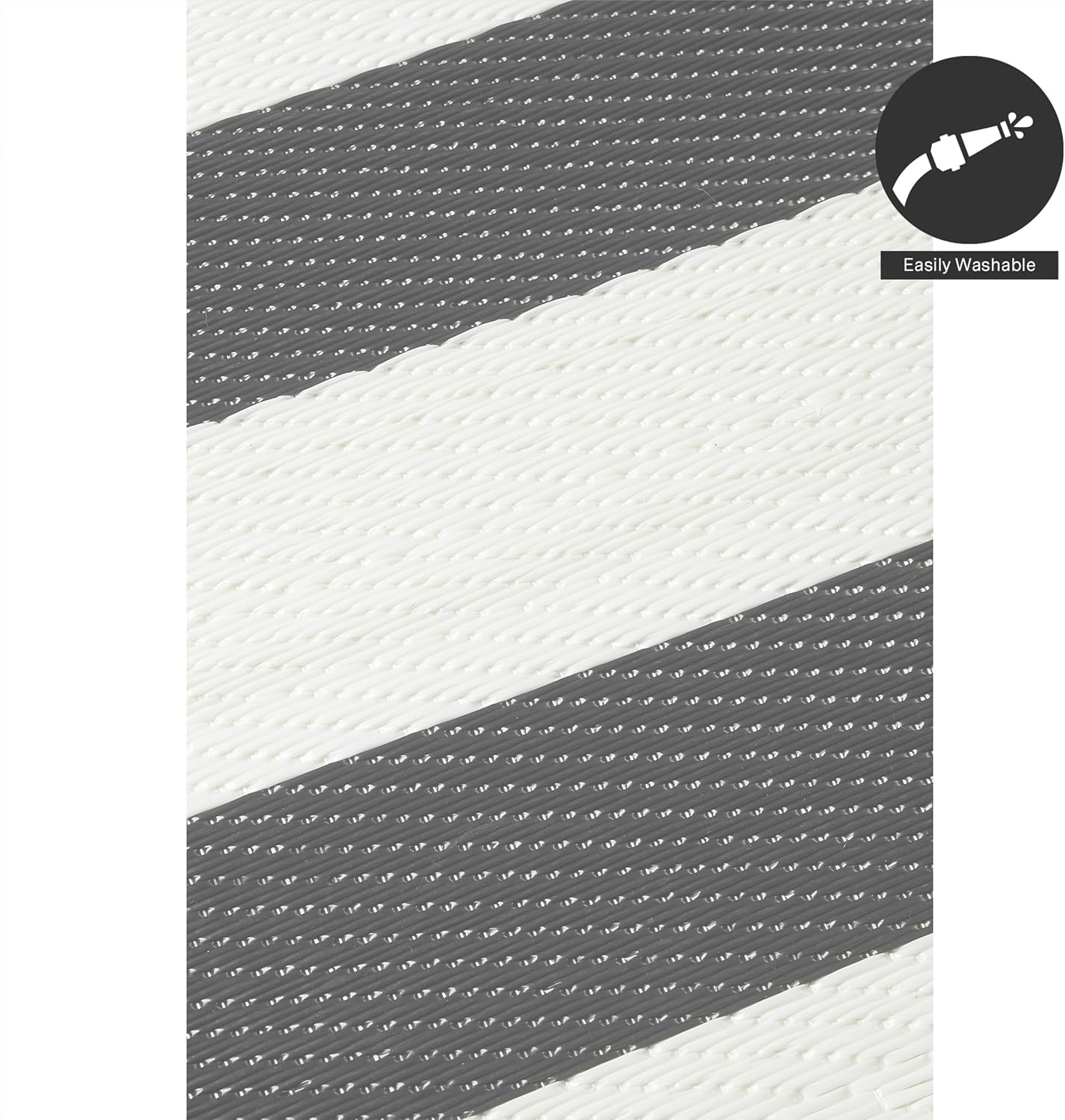 Alfombra para exteriores, impermeable, resistente a la decoloración, reversible, plástico reciclado de alta calidad, a rayas, para patio, terraza, solarium, casa rodante, campamento, rayas medidas  1,52 x 2.13 cm