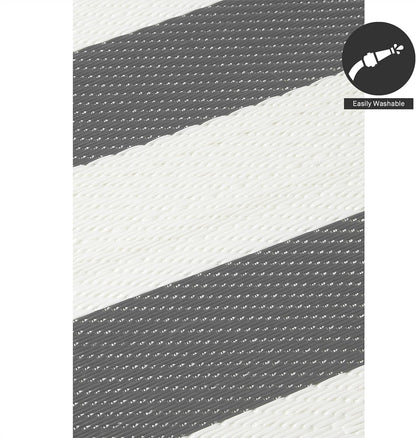 Alfombra para exteriores, impermeable, resistente a la decoloración, reversible, plástico reciclado de alta calidad, a rayas, para patio, terraza, solarium, casa rodante, campamento, rayas medidas  1,52 x 2.13 cm