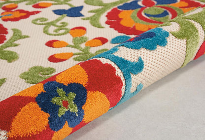 Nourison Aloha - Alfombra Redonda Multicolor para Interiores y Exteriores, de 4 pies, fácil Limpieza, no se desprende, recámara, Sala de Estar, Comedor, Patio, terraza, Patio (4 Redondas)
