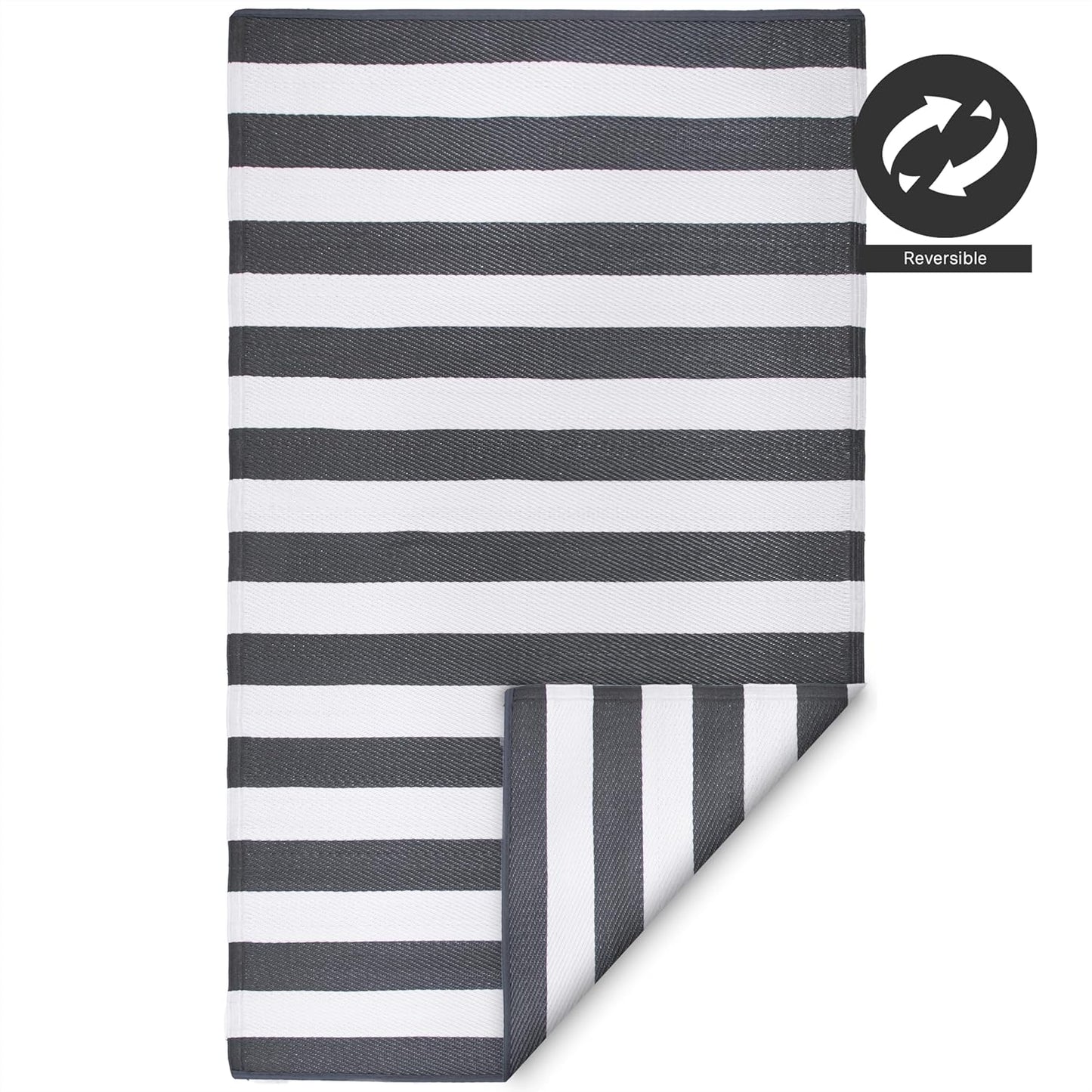Alfombra para exteriores, impermeable, resistente a la decoloración, reversible, plástico reciclado de alta calidad, a rayas, para patio, terraza, solarium, casa rodante, campamento, rayas medidas  1,52 x 2.13 cm