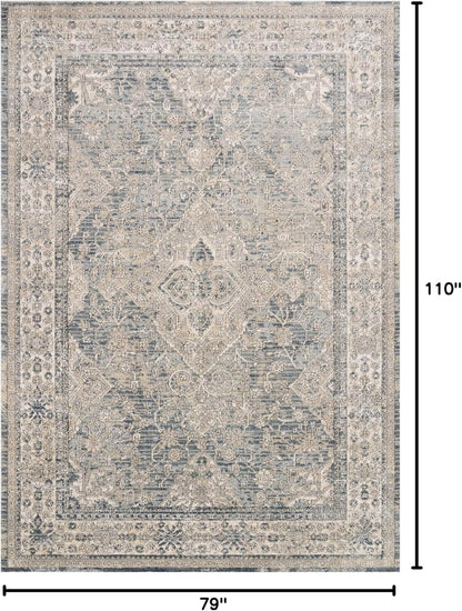 Loloi II Teagan - Tapete de área, 41.72 x 41.72 cm (1 pies - 6 pulgadas x 1 pies - 6 pulgadas) muestra Swatch, Denim/Mist.