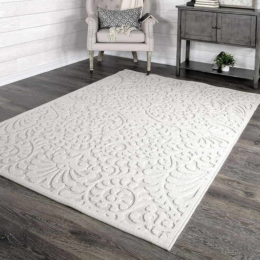 Orian Rugs 435795 Alfombra para interior/exterior con diseño de red azul, 3 pies 11 pulgadas x 5 pies 5 pulgadas, natural medidas 155x214 cm