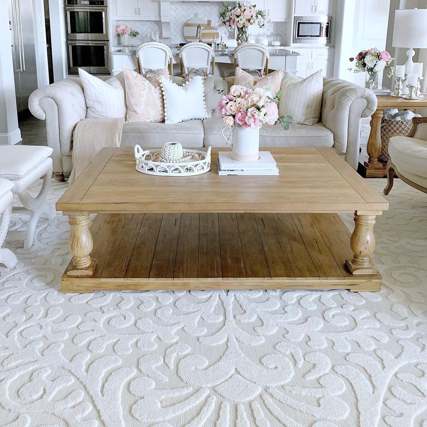 Orian Rugs 435795 Alfombra para interior/exterior con diseño de red azul, 3 pies 11 pulgadas x 5 pies 5 pulgadas, natural medidas 155x214 cm