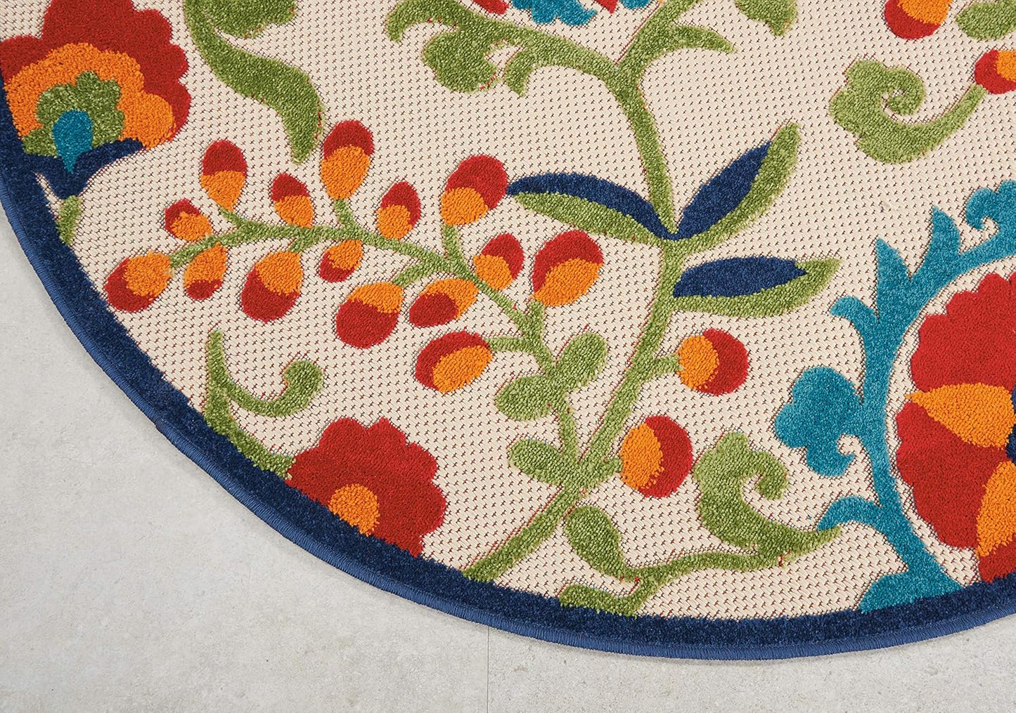 Nourison Aloha - Alfombra Redonda Multicolor para Interiores y Exteriores, de 4 pies, fácil Limpieza, no se desprende, recámara, Sala de Estar, Comedor, Patio, terraza, Patio (4 Redondas)
