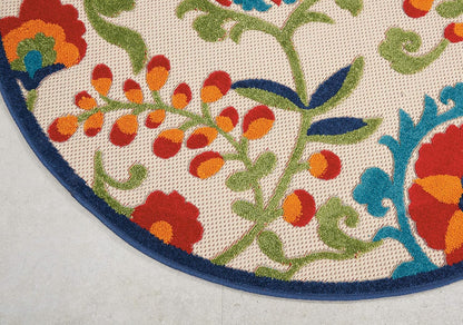 Nourison Aloha - Alfombra Redonda Multicolor para Interiores y Exteriores, de 4 pies, fácil Limpieza, no se desprende, recámara, Sala de Estar, Comedor, Patio, terraza, Patio (4 Redondas)