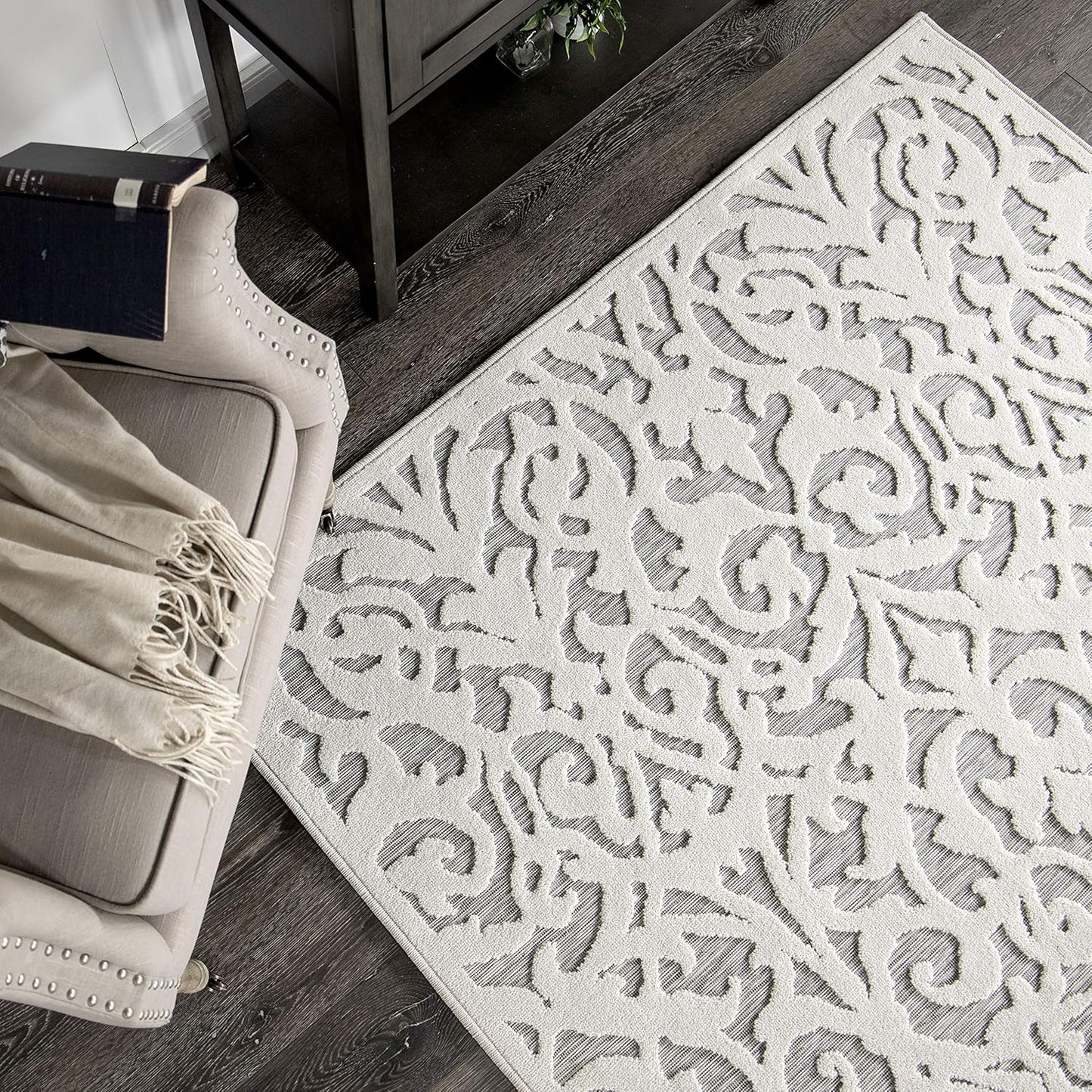 Orian Rugs My Texas House Lady Bird - Alfombra de área para interiores y exteriores, gris natural, 2 pies 11 pulgadas x 4 pies 5 pulgadas medidas 160 x 230 cm