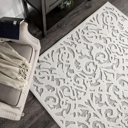 Orian Rugs My Texas House Lady Bird - Alfombra de área para interiores y exteriores, gris natural, 2 pies 11 pulgadas x 4 pies 5 pulgadas medidas 160 x 230 cm