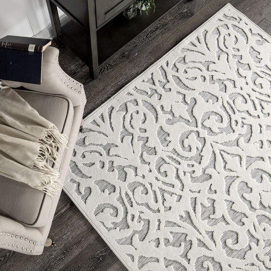 Orian Rugs My Texas House Lady Bird - Alfombra de área para interiores y exteriores, gris natural, 2 pies 11 pulgadas x 4 pies 5 pulgadas medidas 160 x 230 cm