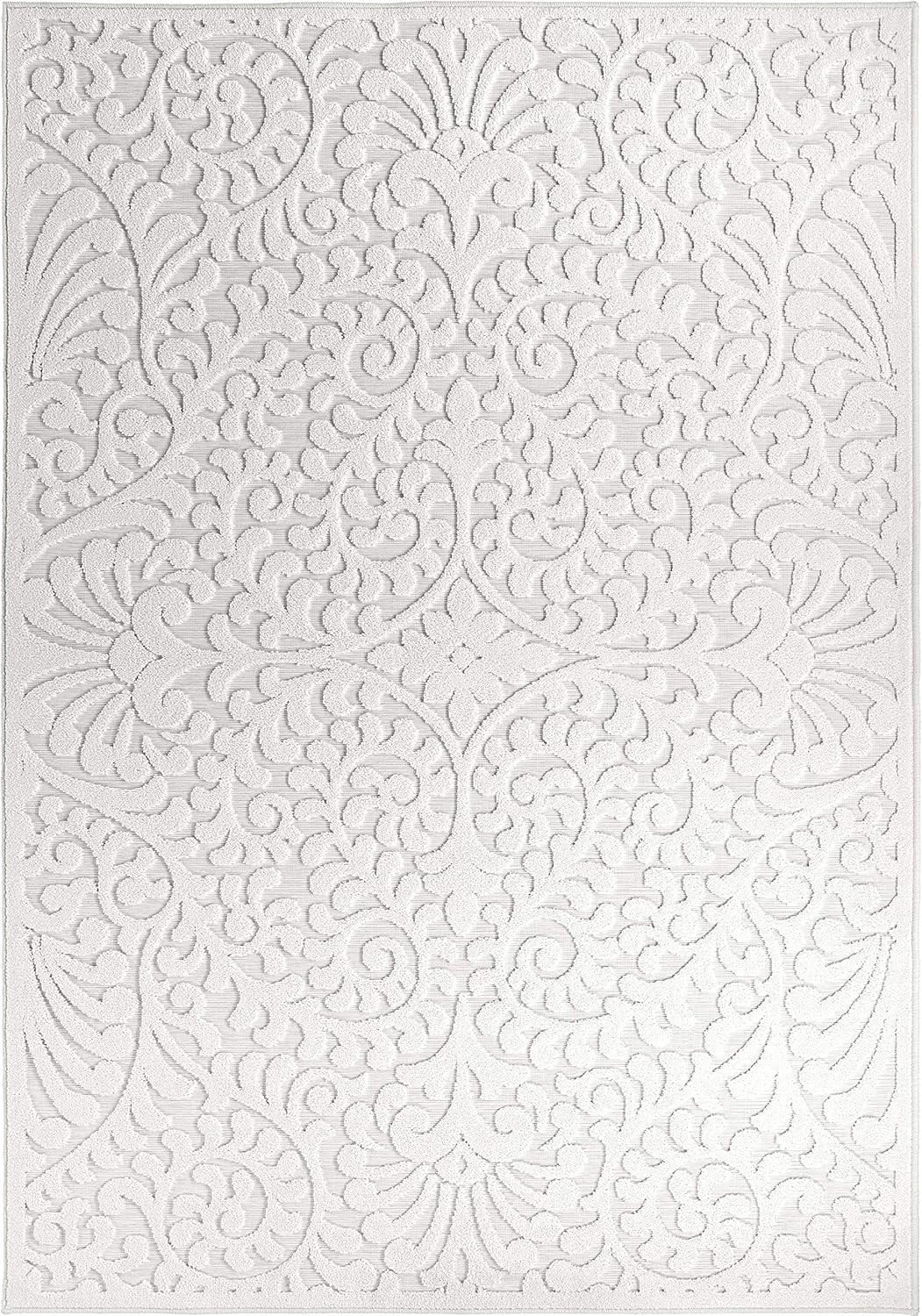 Orian Rugs 435795 Alfombra para interior/exterior con diseño de red azul, 3 pies 11 pulgadas x 5 pies 5 pulgadas, natural medidas 155x214 cm