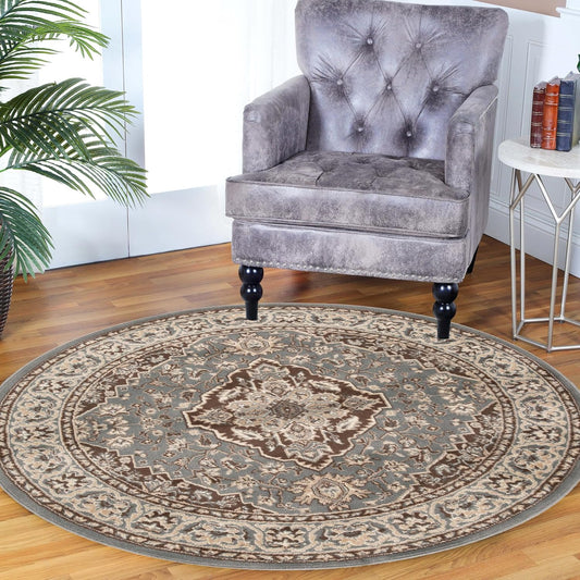 Superior Alfombra de interior, respaldo de yute, alfombras para comedor, cocina, suelos de dormitorio, decoración tradicional del suelo, alfombra de interior de medallón oriental, colección Glendale