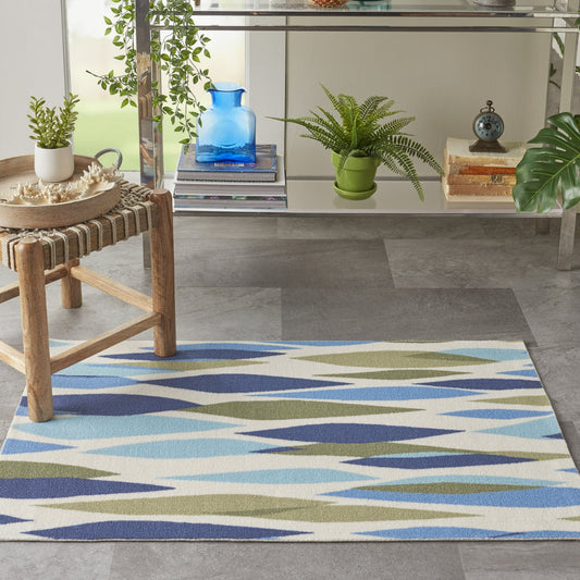 Waverly Sun Alfombra de Área de Vidrio Marino para Interior/exterior N' Shadow