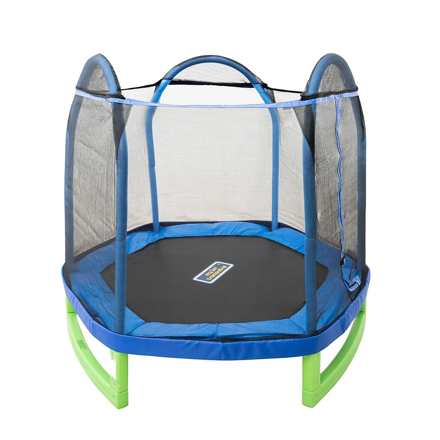 Trampoline para Niños de 3 a 10 Años con Recinto de Seguridad Azul y Verde