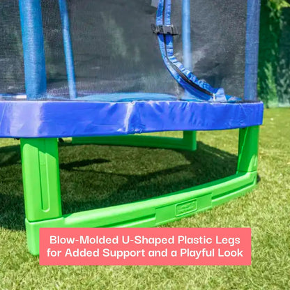 Trampoline para Niños de 3 a 10 Años con Recinto de Seguridad Azul y Verde
