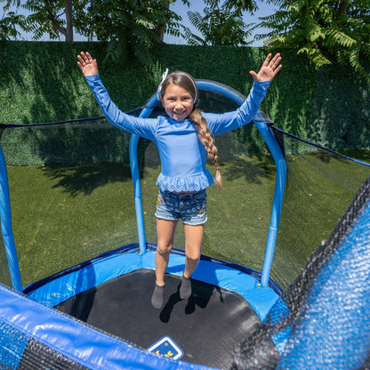 Trampoline para Niños de 3 a 10 Años con Recinto de Seguridad Azul y Verde