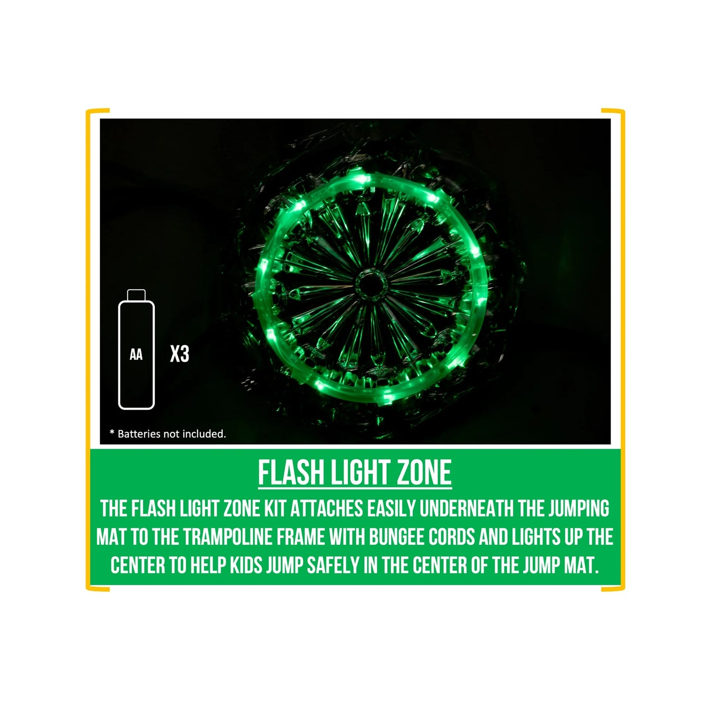 Trampolín, Zona con Luz Flash, Recinto de Seguridad Clásico, Verde/negro