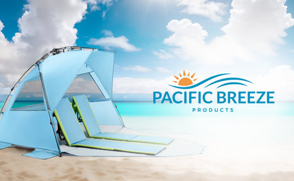 Carpa de Playa Pacific Breeze Deluxe XL: Montaje Rápido Pop-Up y Protección UPF 50+ (Azul)