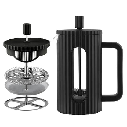 Cafetera Prensa Francesa (Émbolo): Vidrio, 1000 ml y Diseño Ejecutivo (Negro)