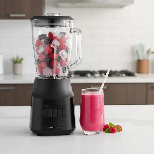 Licuadora Recco RL-600V: 600W, 3 Velocidades y Jarro de Vidrio de 1.5 Lt
